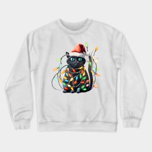 Christmas Lights Cat Merry Catmas Crewneck Sweatshirt